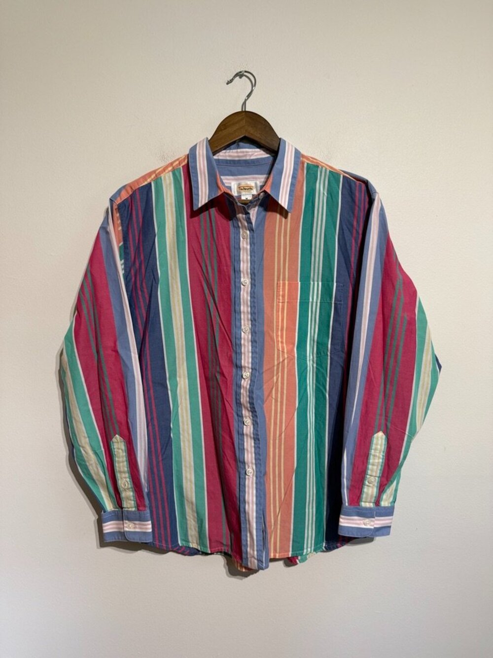 Vintage 90's Vertical Stripe Button Up Multi-Color, 100% Cotton, medium